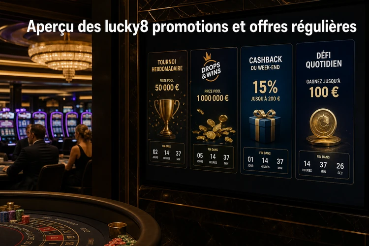 Aperçu des lucky8 promotions et offres régulières